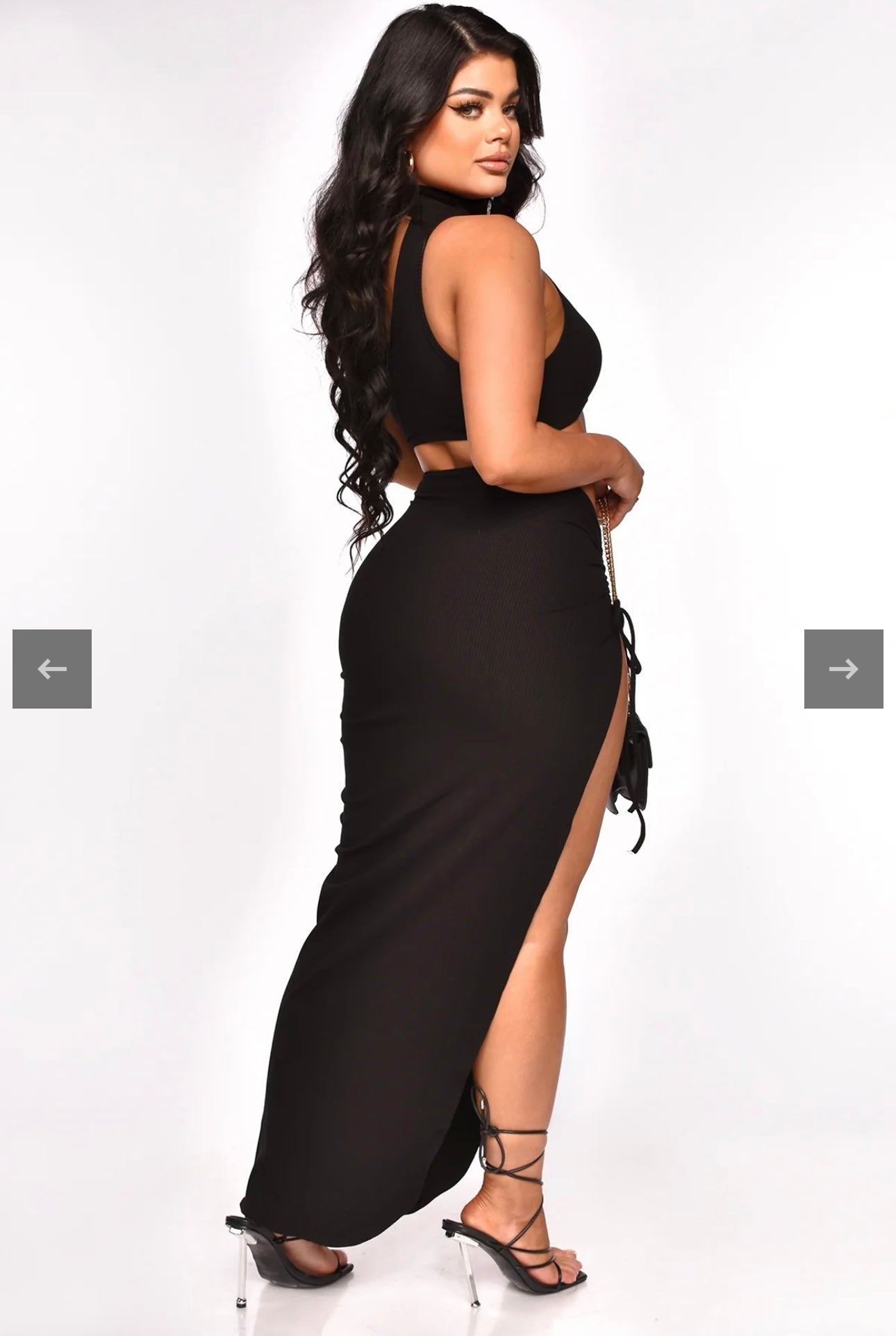 Crushing Hearts Ribbed Maxi Dress Black