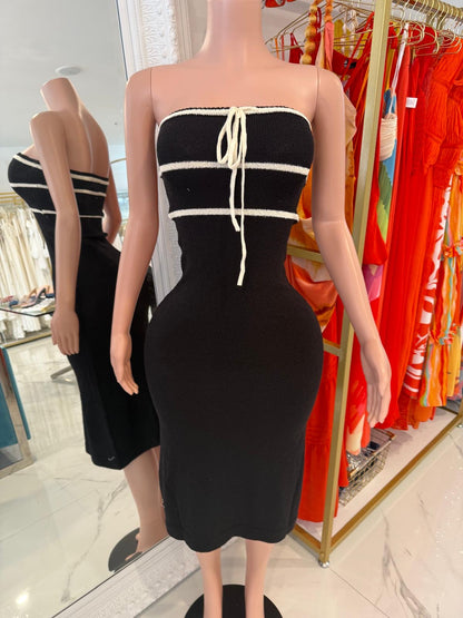 The Linear Luxe Stripes Knit Midi Dress