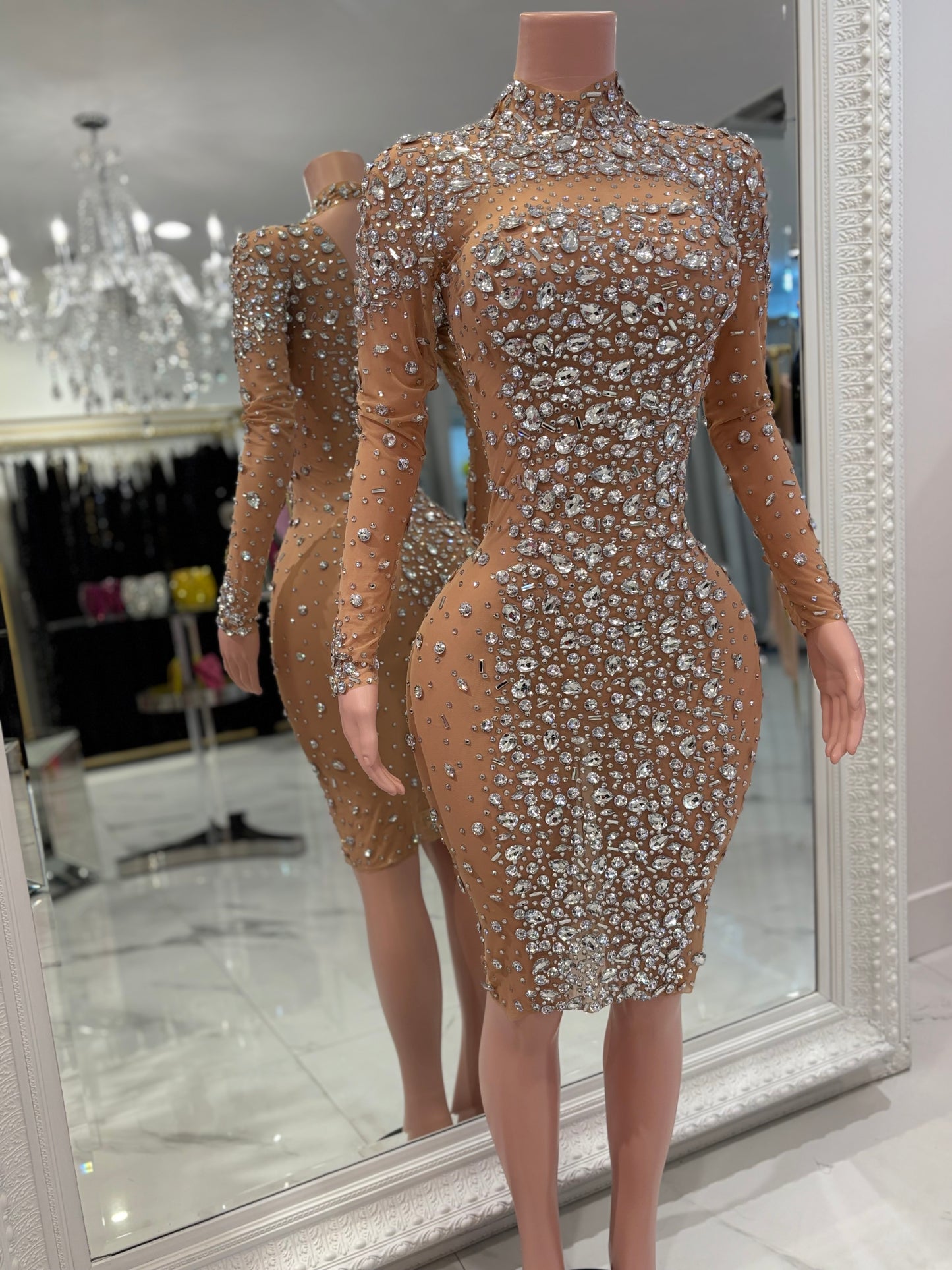 Glamour Mini Dress Beige