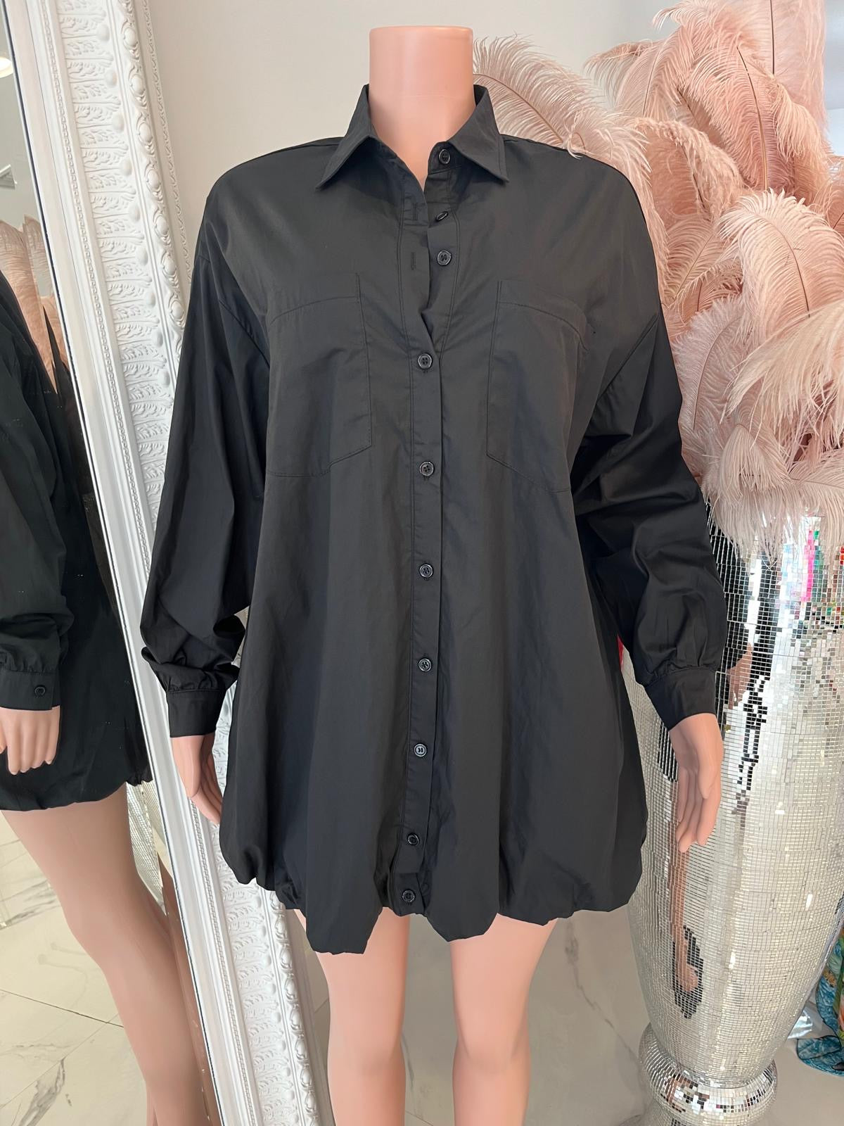 Urban Explorer Oversized Blouse Mini Dress Black