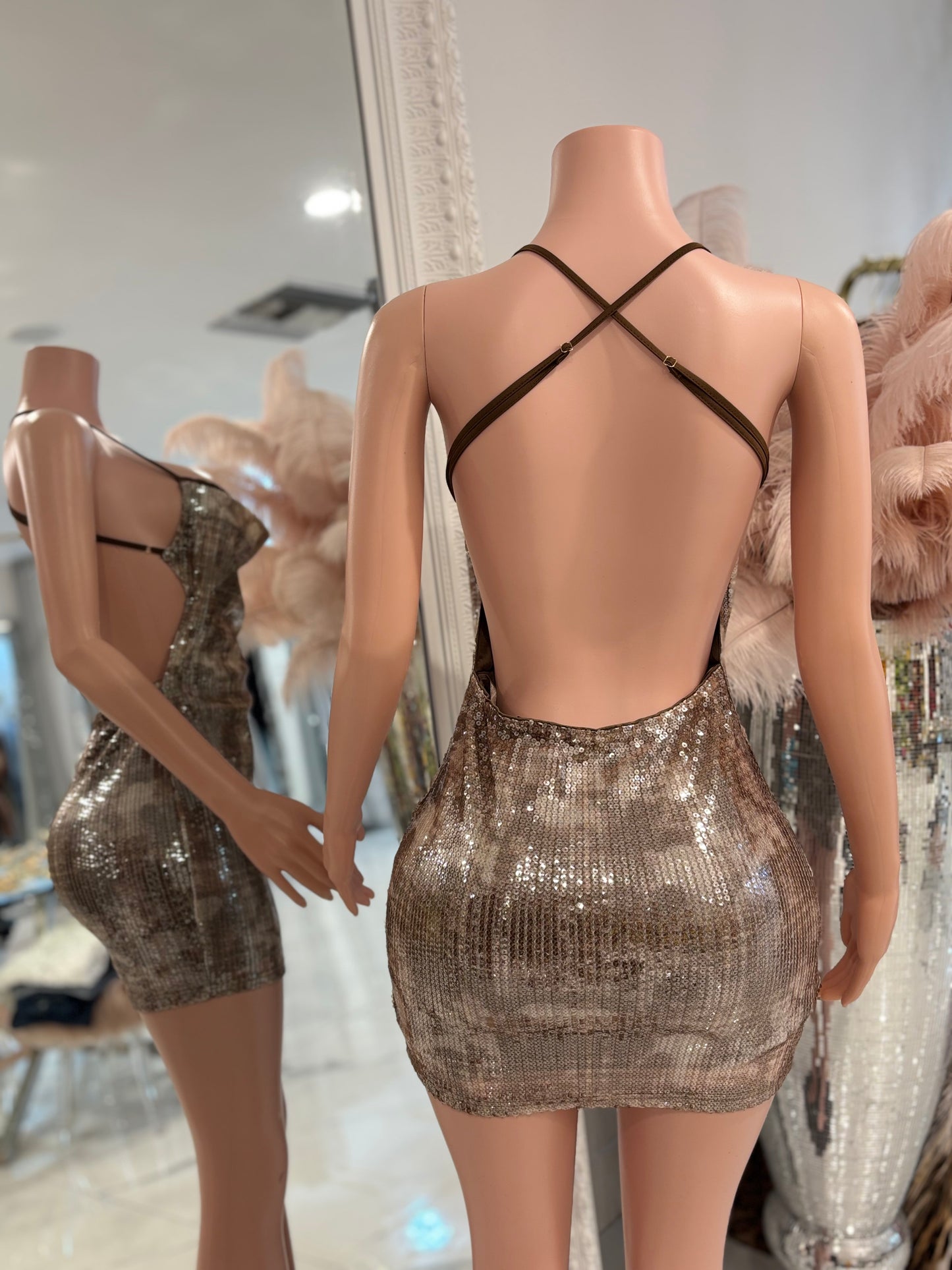 Strike a Pose Mini Dress Brown