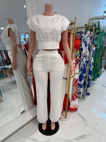 The Luxe Comfort Pant Set White