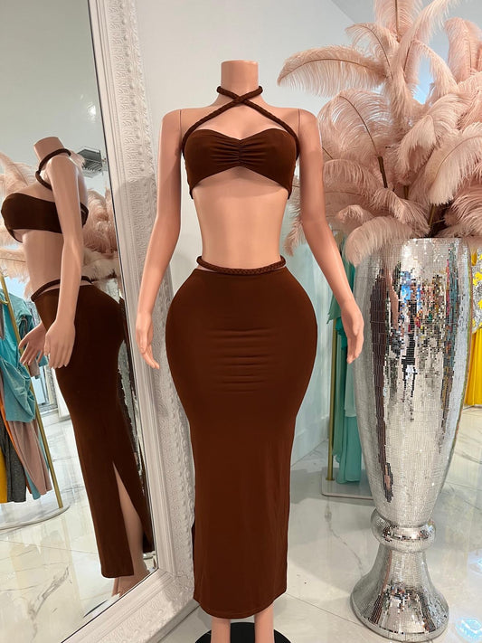 Bebe Skirt Set Brown