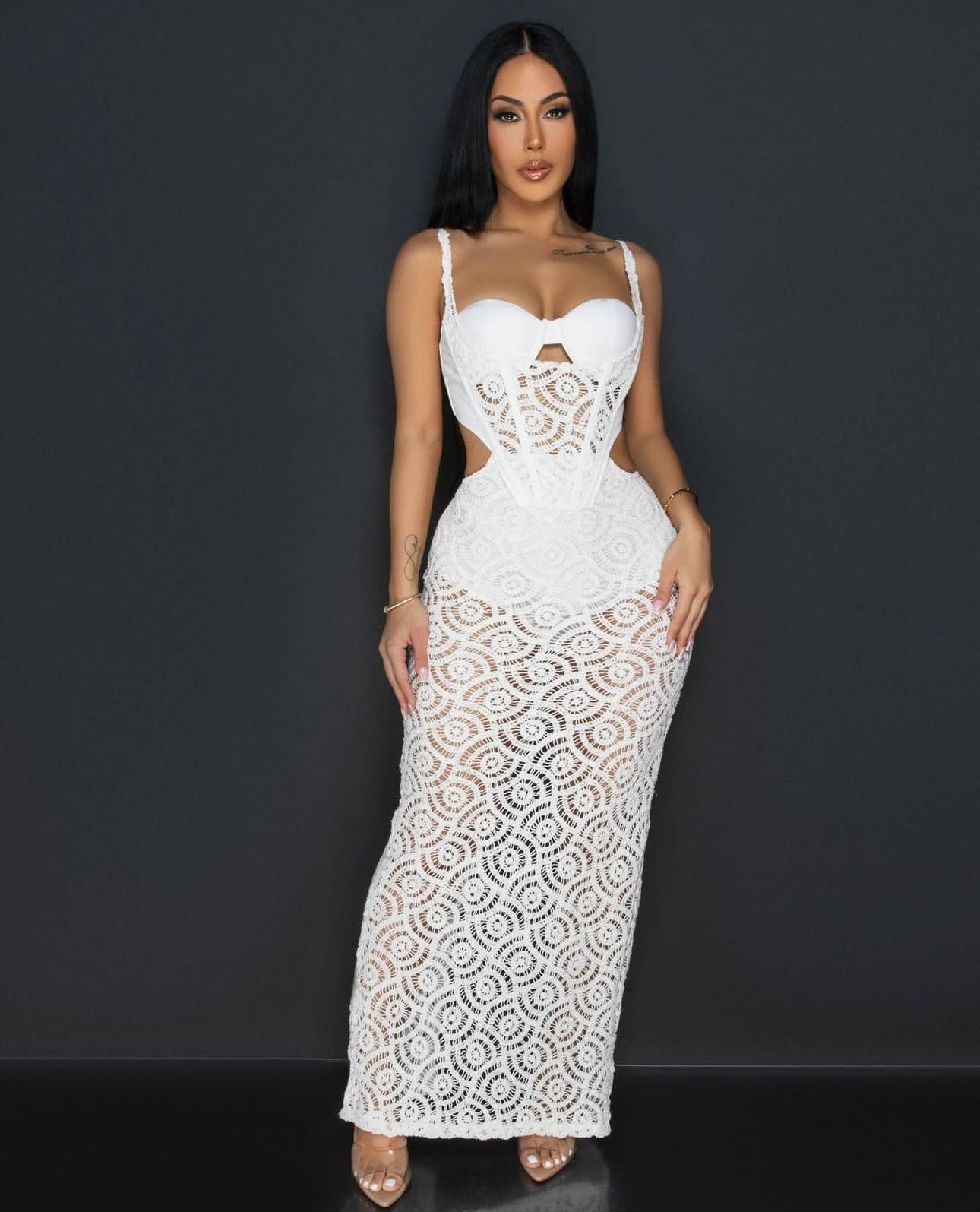 Under The Sun Crochet Maxi Dress White