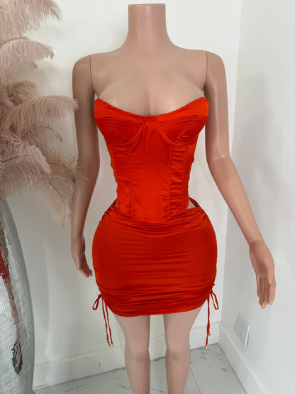 Aurora Luxe Satin Ruched Skirt Set
