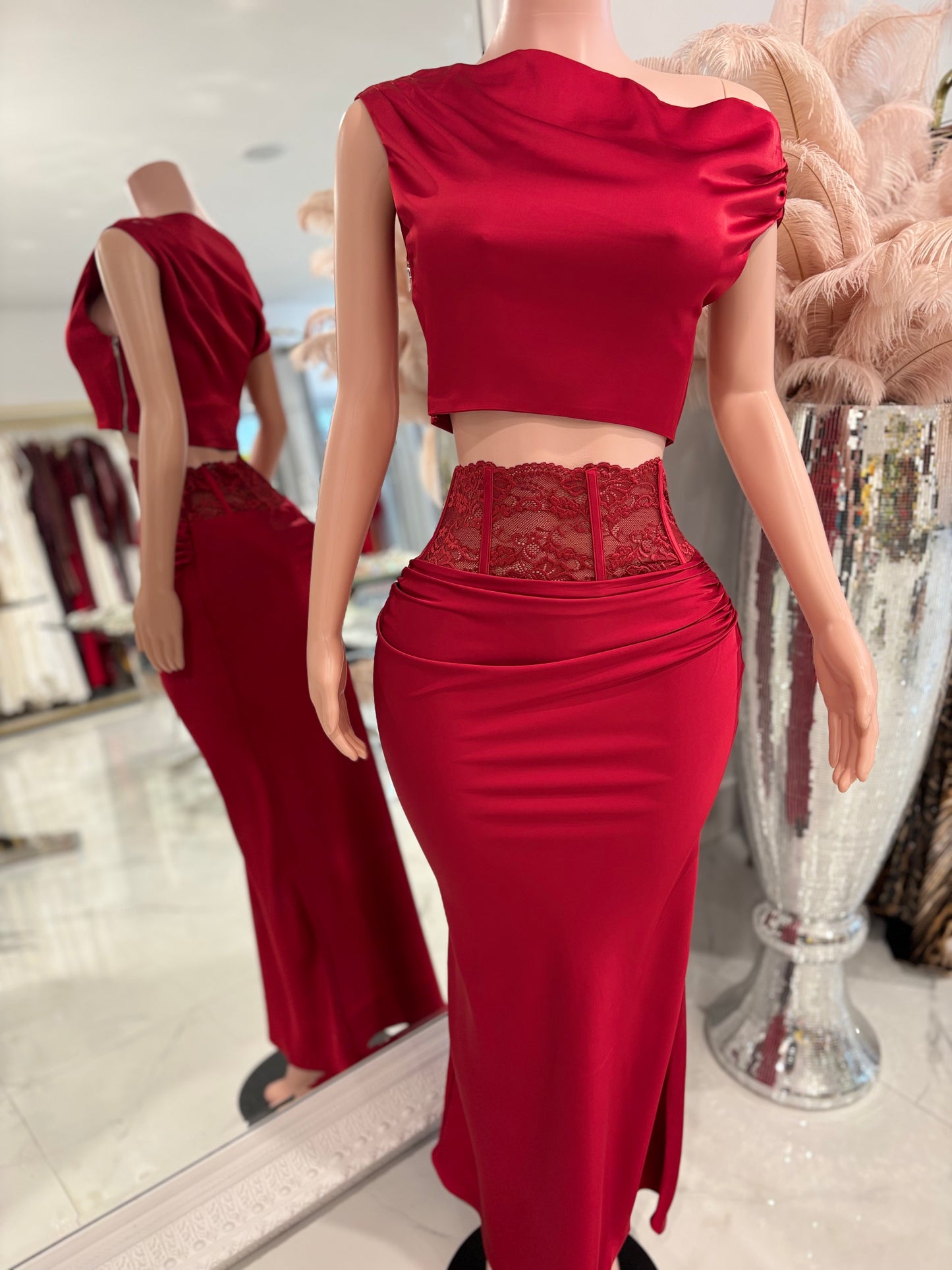 Allow Me to Lead The Way Skirt Set Red