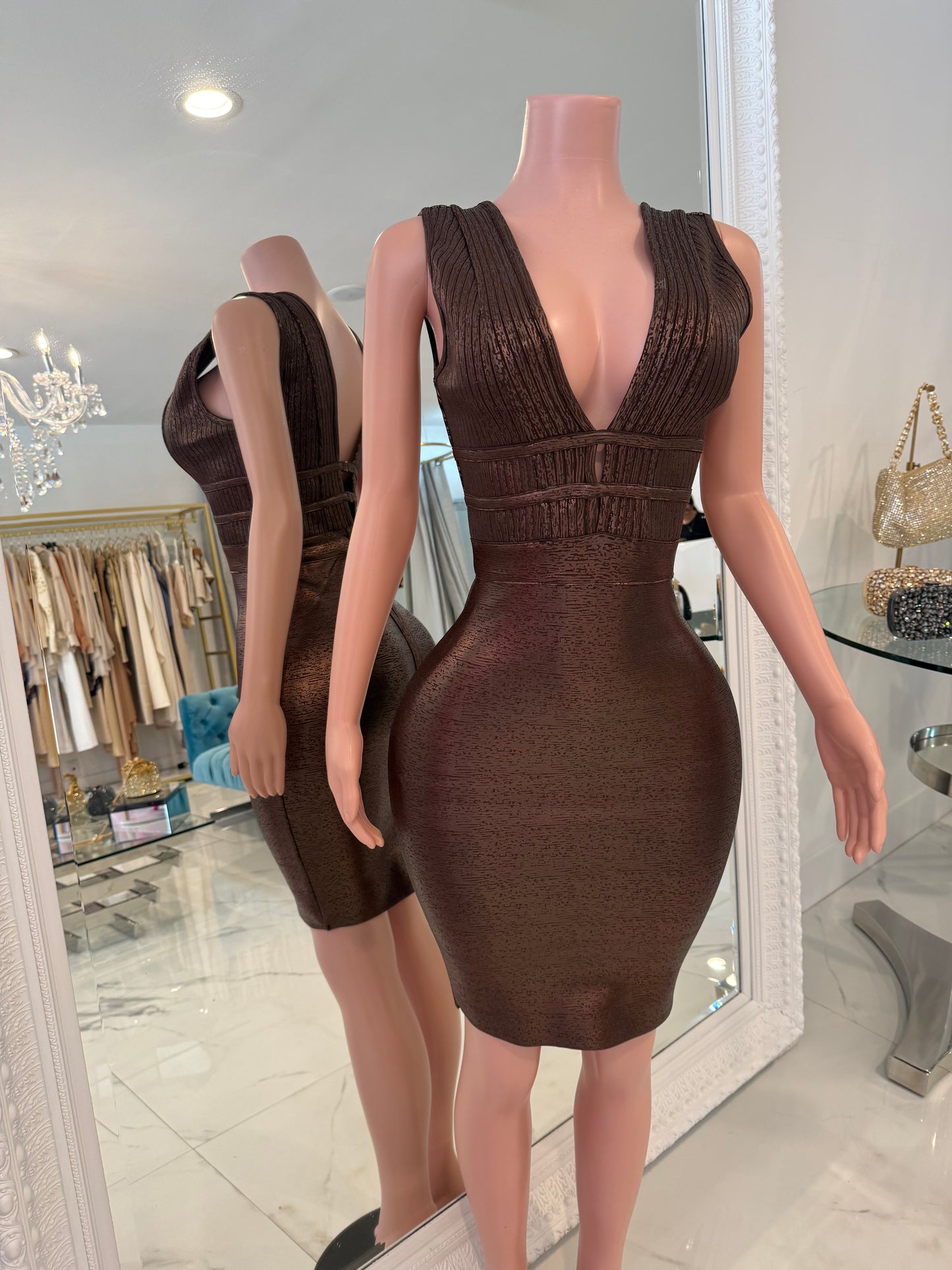 Let's Get Real Baby Midi Dress Brown