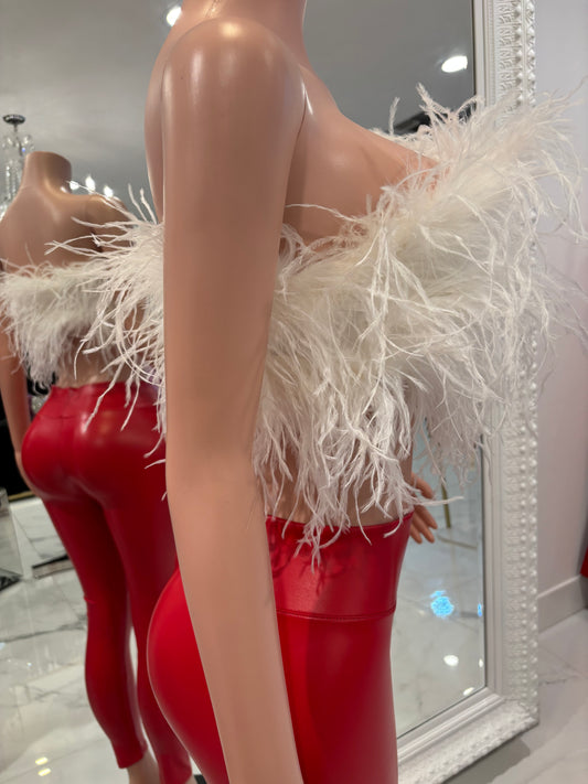 Eden Illusion Feather Crop Top White