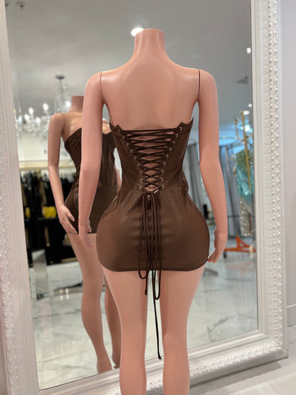 Sweet to the Touch Mini Dress Brown