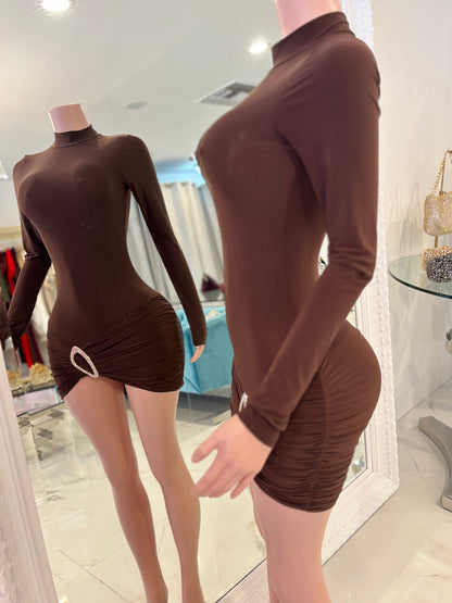 Gorgeous Girl Mini Dress Brown