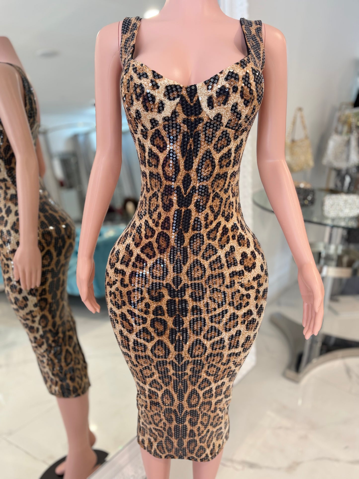 Don’t Fall for Temptation Midi Dress Animal Print