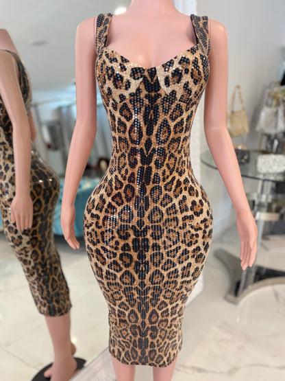 Don’t Fall for Temptation Midi Dress Animal Print