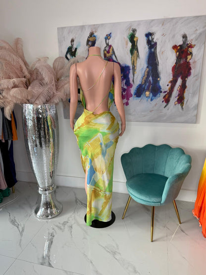 Sunset Glow Satin Maxi Dress