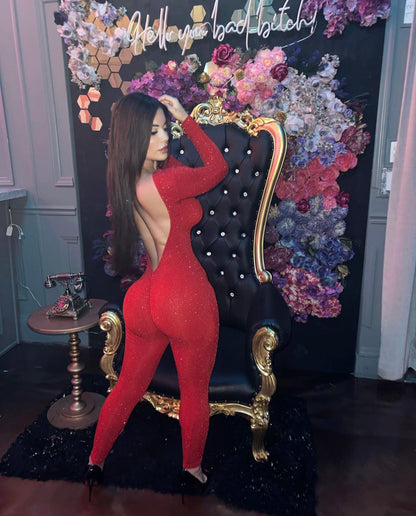 Light Night Party Jumpsuit Red