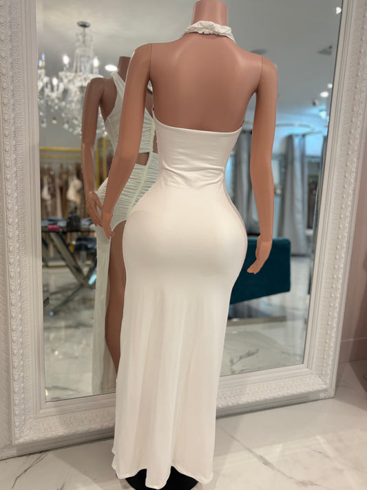 Sculpted Glow  Maxi Dress White