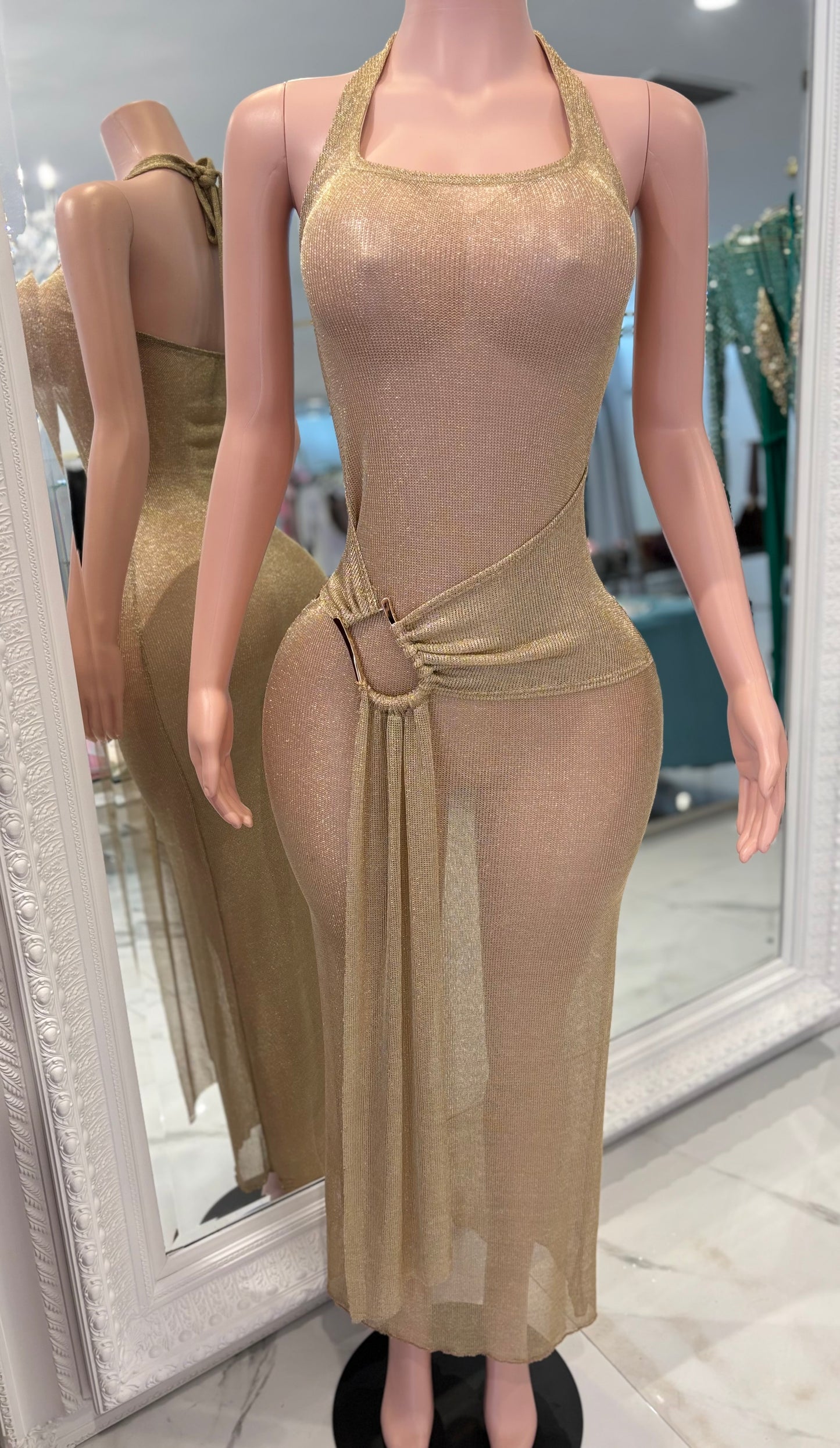 Muse Illusion Cover Up Maxi Dress Gold