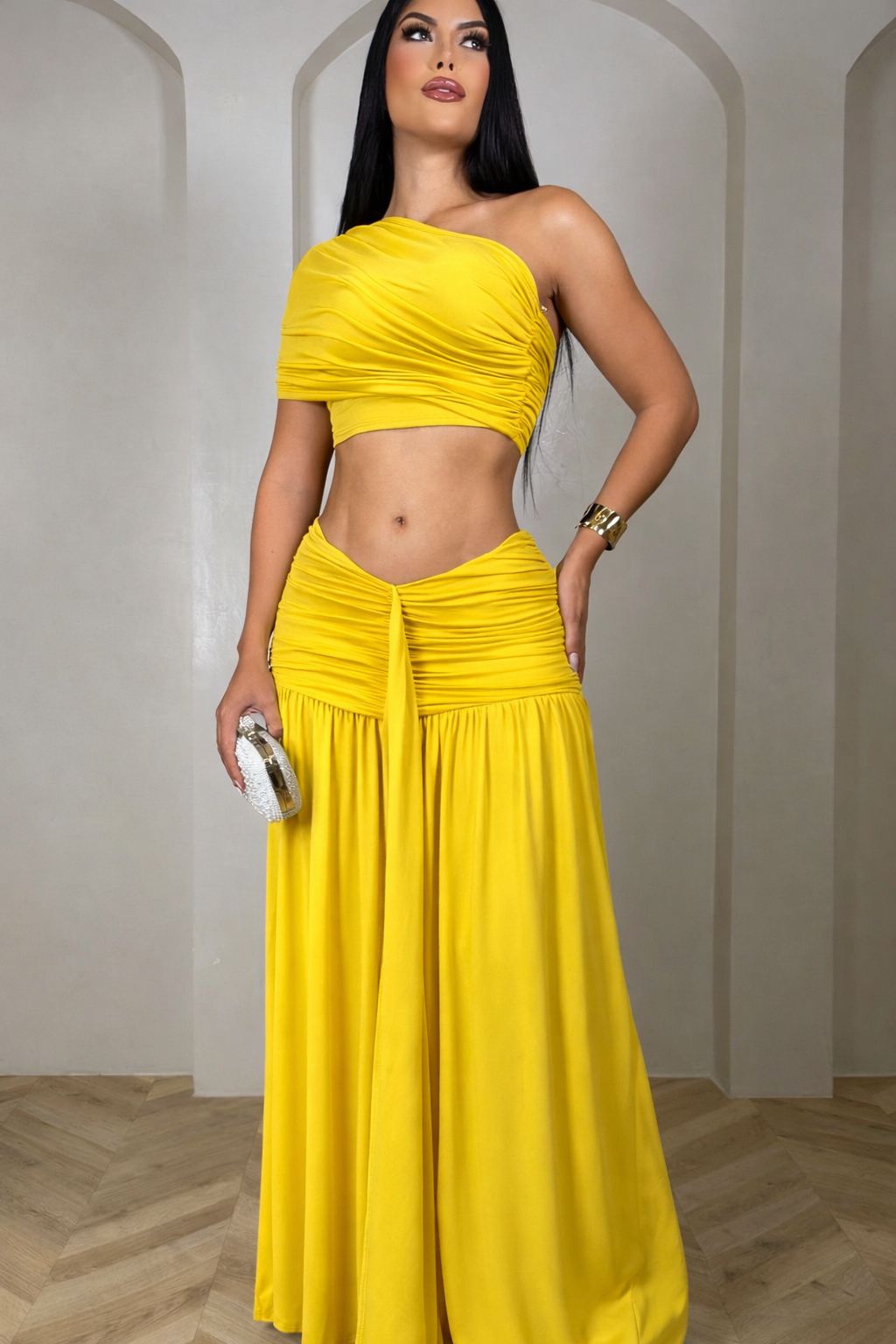 Living With Vibes Skirt Set Yellow