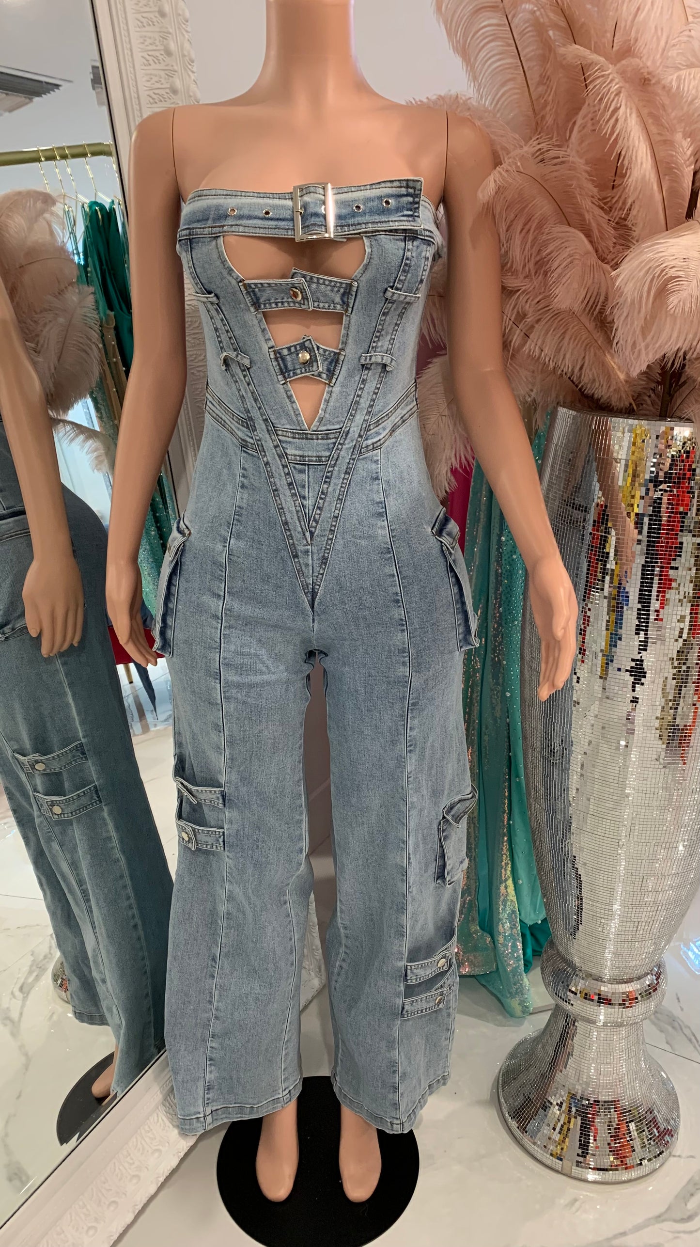 Cargo Jumpsuit Light Denim