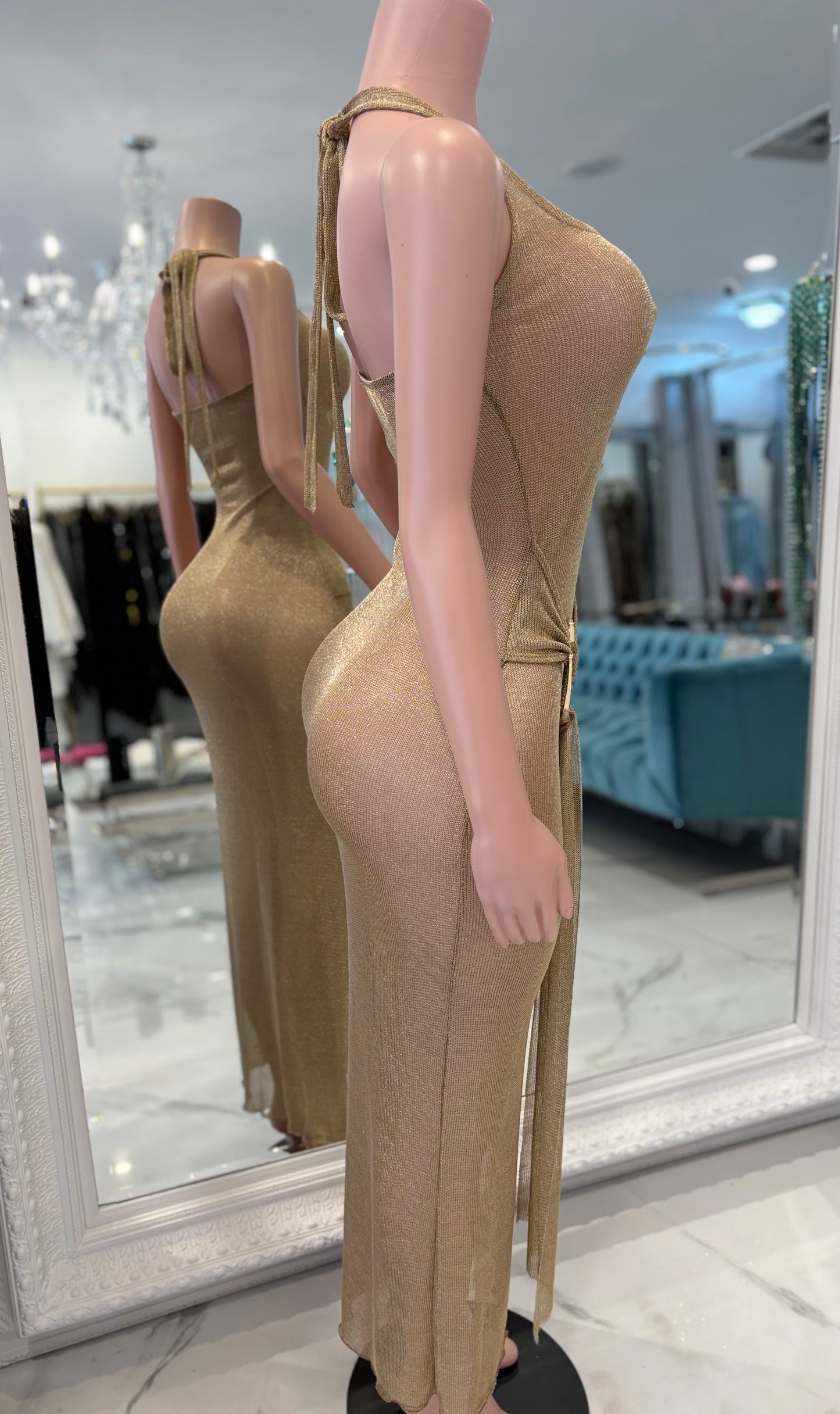 Muse Illusion Cover Up Maxi Dress Gold