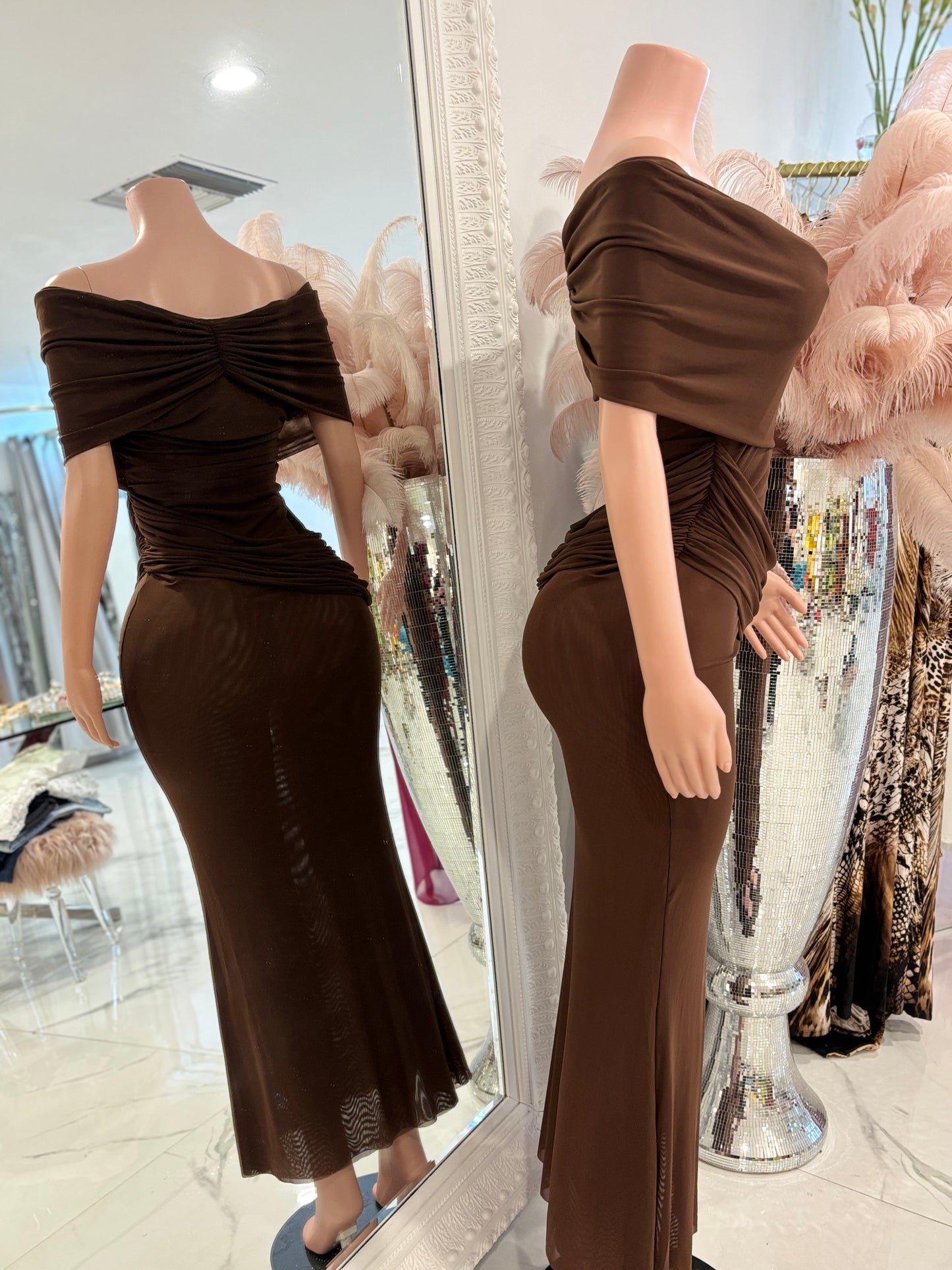 Beauty in the Mirror Maxi Dress Brown