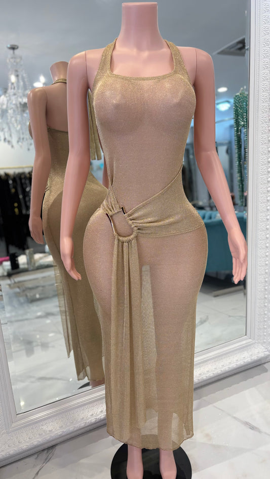Muse Illusion Cover Up Maxi Dress Gold