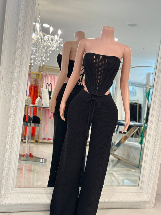 Shoreline Muse Knit Pant Set Black