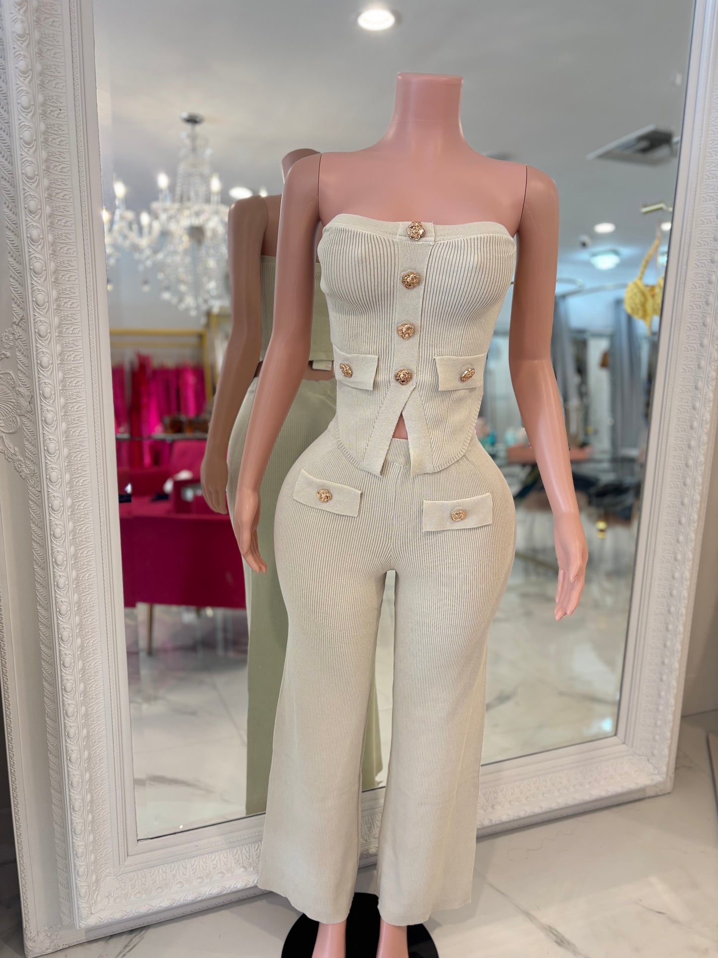 Grace and Elegance Pant Set Beige