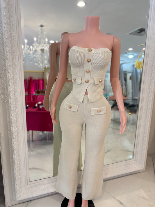 Grace and Elegance Pant Set Beige