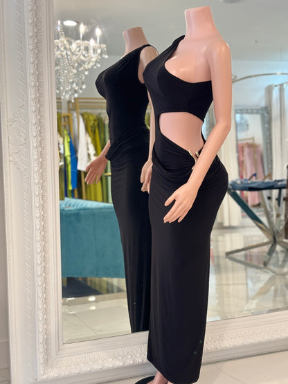 Ethereal Drape Maxi Dress Black