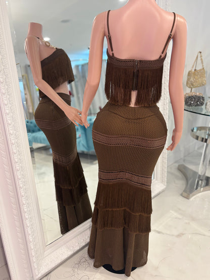 Feeling the Breeze Skirt Set Brown