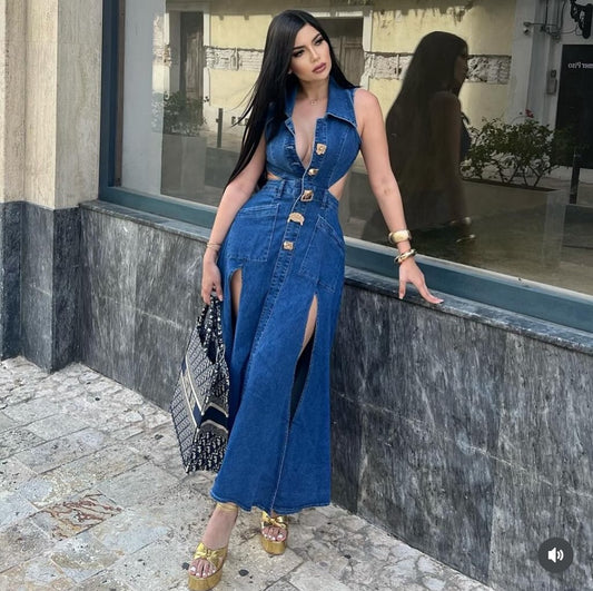 Beauty Queen Midi Dress Dark Denim