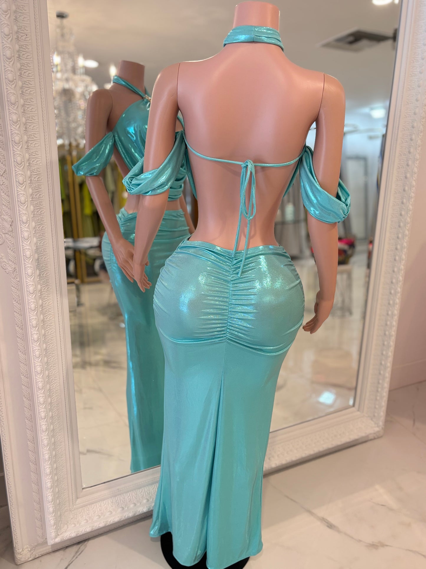 Brighter Than Any Peal Skirt Set Blue