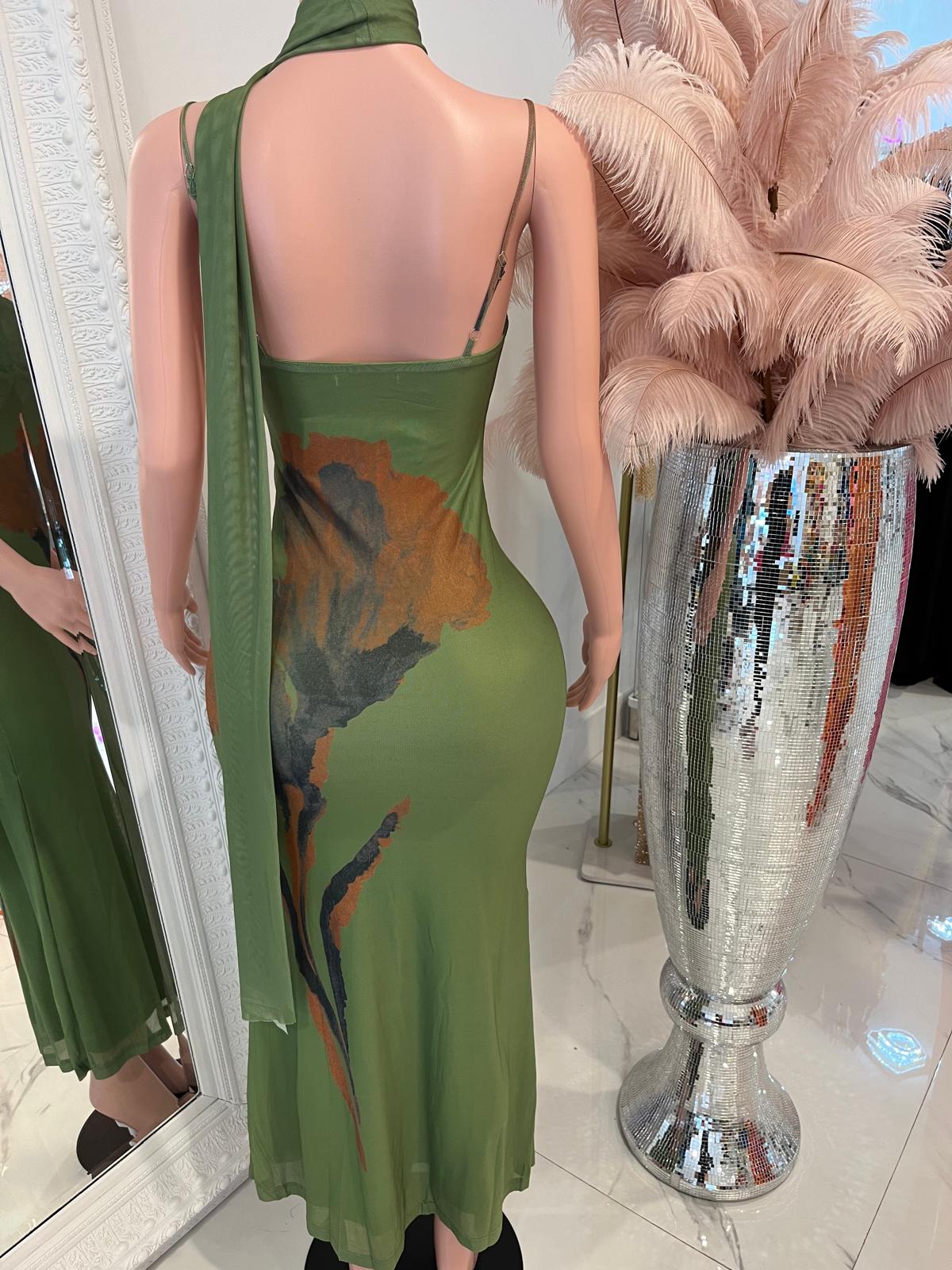 Miss Me Mesh Maxi Dress Green