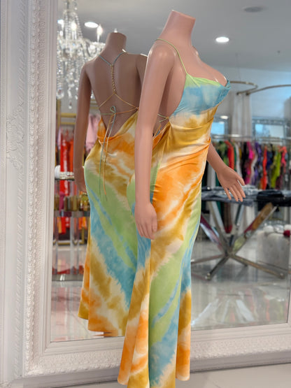 Drawn To You Satin Maxi Dress Orange
