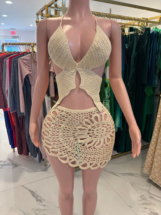 Fly Me to the Sun Skirt Set Beige