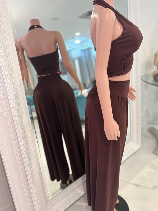 Loving Myself Pant Set Brown