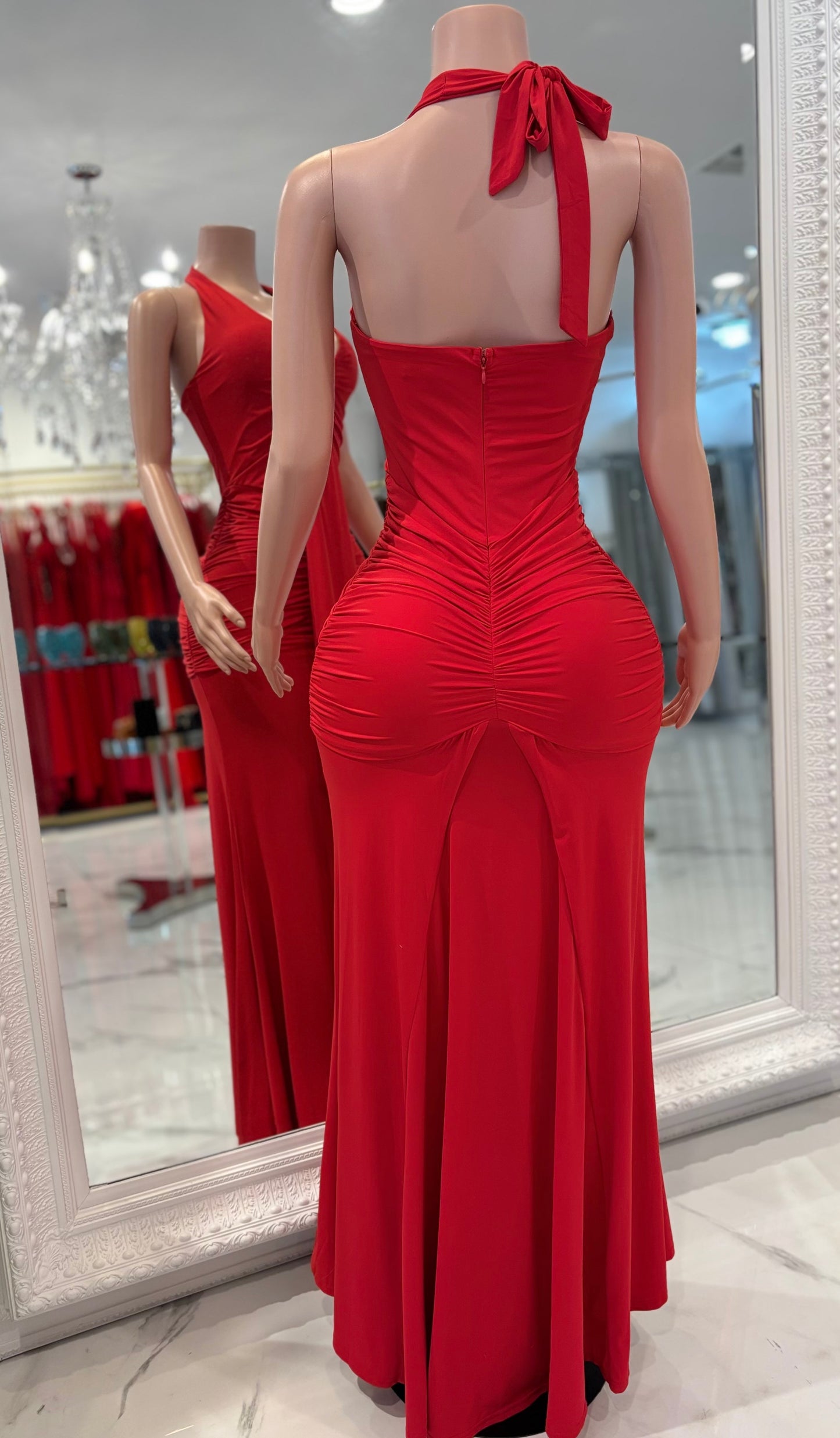 Yiyi Ruched Maxi Dress Red