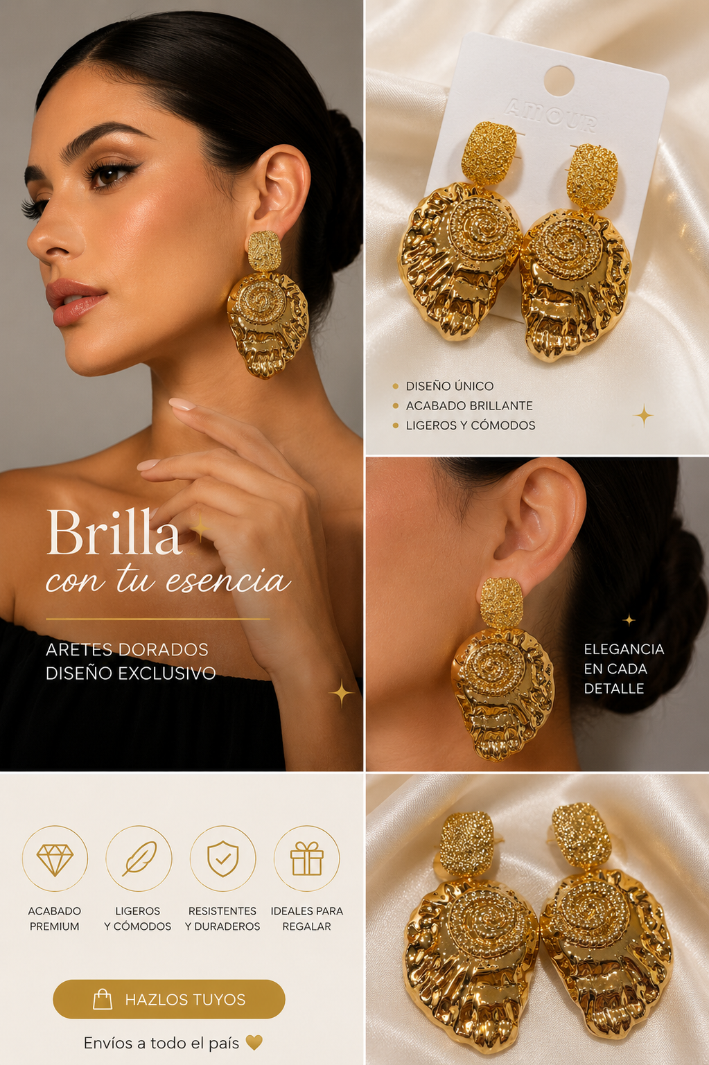 Clam On Your Ears Earring Gold