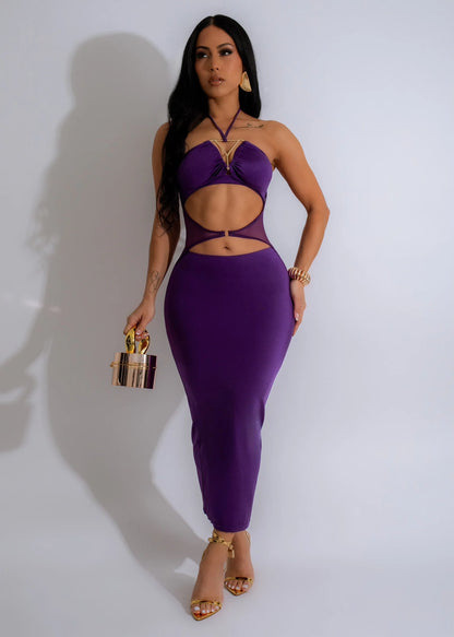 Can't Get Me Mesh Midi Dress Purple