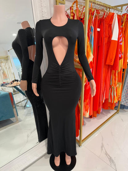 Soraya Ruched Maxi Dress Black