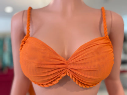 Mely  Mesh Ruched Skirt Set Orange