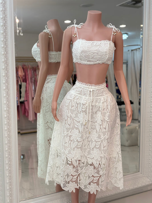 Lacy Floral Skirt Set