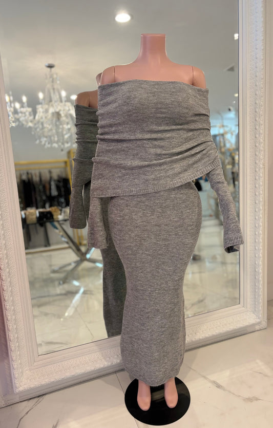 Cozy and Cute Maxi Dress Grey