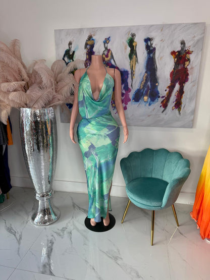 Sunset Glow Satin Maxi Dress