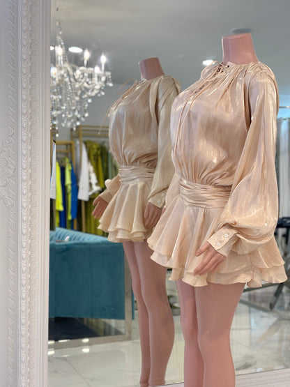 The Whispering Silk Mini Dress Nude