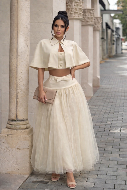 Give Me One Chance Skirt Set Cream