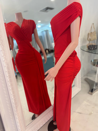 Velvet Lips Maxi Dress Red