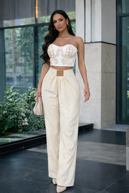 Casual Chic Pant Set White
