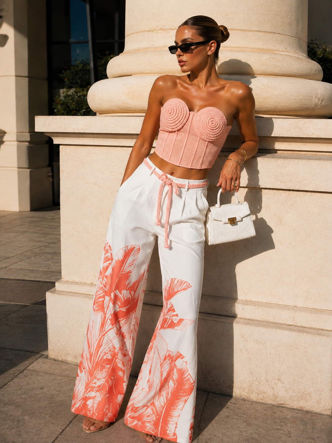 Tropical Pants Set White