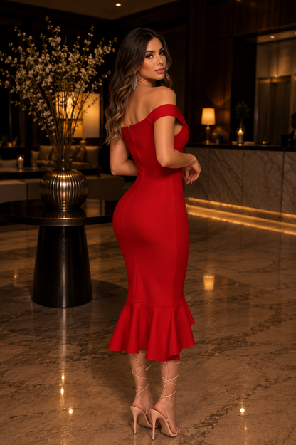 Never Sorry Midi Dress Red ❤️